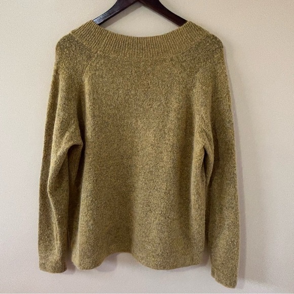 ICHI| V-Neck Alpaca Blend Mustard/Gold Oversized Cozy Boutique Euro Sweater Sz L - Picture 4 of 4